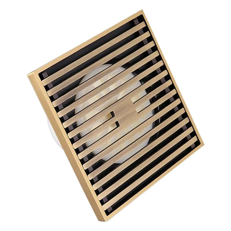 Дренажный канал для пола, антизапаховый, полностью медный, большой размер 15*15 см, 12*12, с бамбуковой решеткой, подходит для сухого и влажного использования, предотвращает засорение, предотвращает обратный поток, для роскошной душевой кабины.