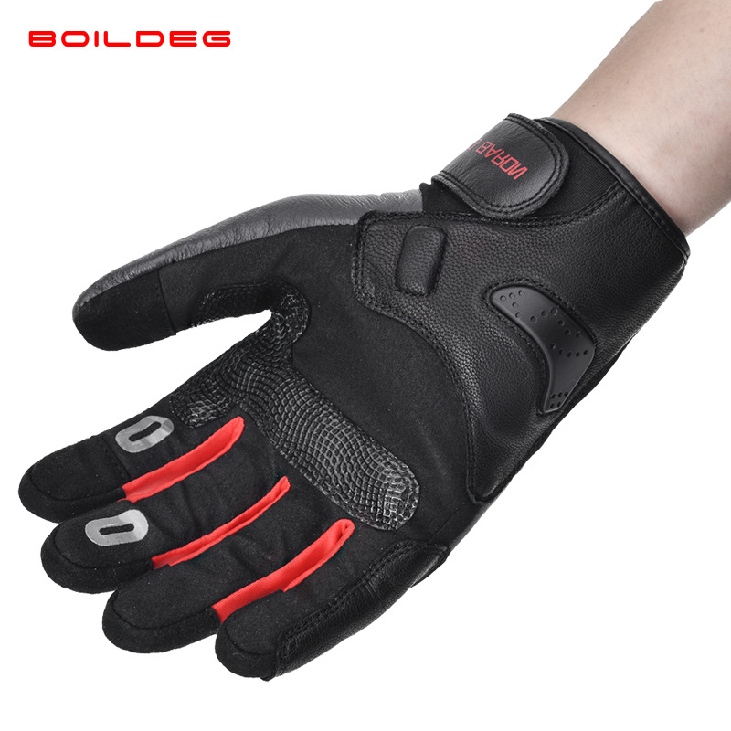 Les gants de moto sont indispensables pour la conduite. Cuir de vache antidérapant et résistant à l'usure, doigts entiers, anti-chute et absorbant les chocs_voghion.com