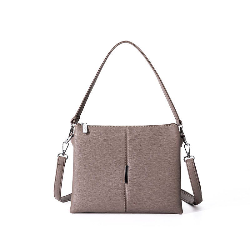 Bolso transfronterizo de gran capacidad, bolso de hombro de mujer, bolso de mano, bolso de brazo con cremallera cuadrada de tres capas de cuero PU image 13