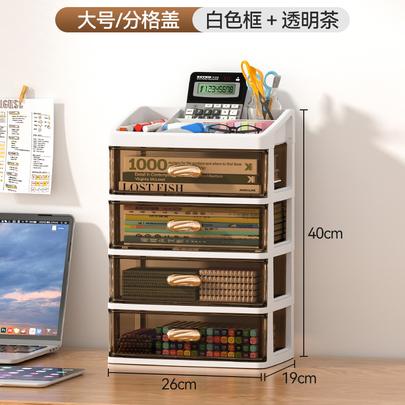 Caja de almacenamiento transparente de escritorio tipo cajón escritorio de oficina ordenar artefactos cosméticos estante caja de armario