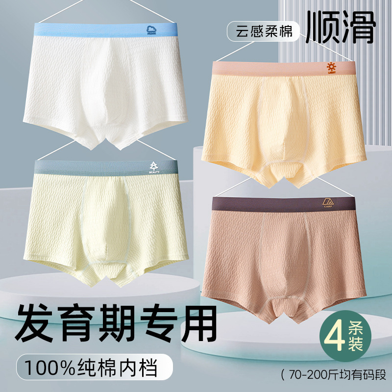 青少年内裤男童发育期纯棉a类男生中大童大码初高中生不夹屁屁|undefined