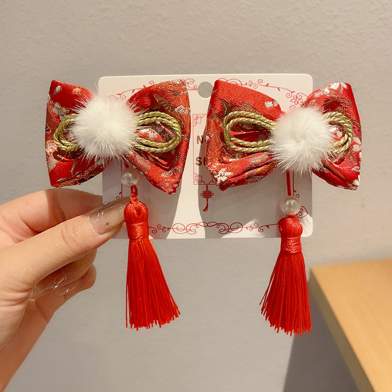 Horquillas Chinas Tradicionales para Niños, Materiales Mixtos, Decorativo, Con Borlas, para Hanfu y Año Nuevo