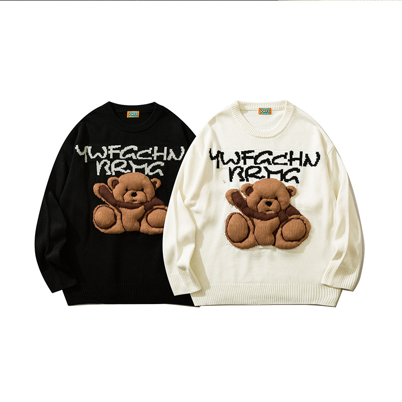 YWFG ropa de mujer americana retro dibujos animados cachorro 2024 primavera cardigans de cuello redondo manga larga suéter de punto image 5
