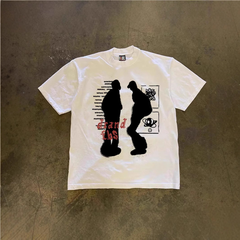 250 grams of heavy cotton! American-style oversiz Vintage Figure Print Lovers Women's Loose Short-sleeved T-shirt for Men