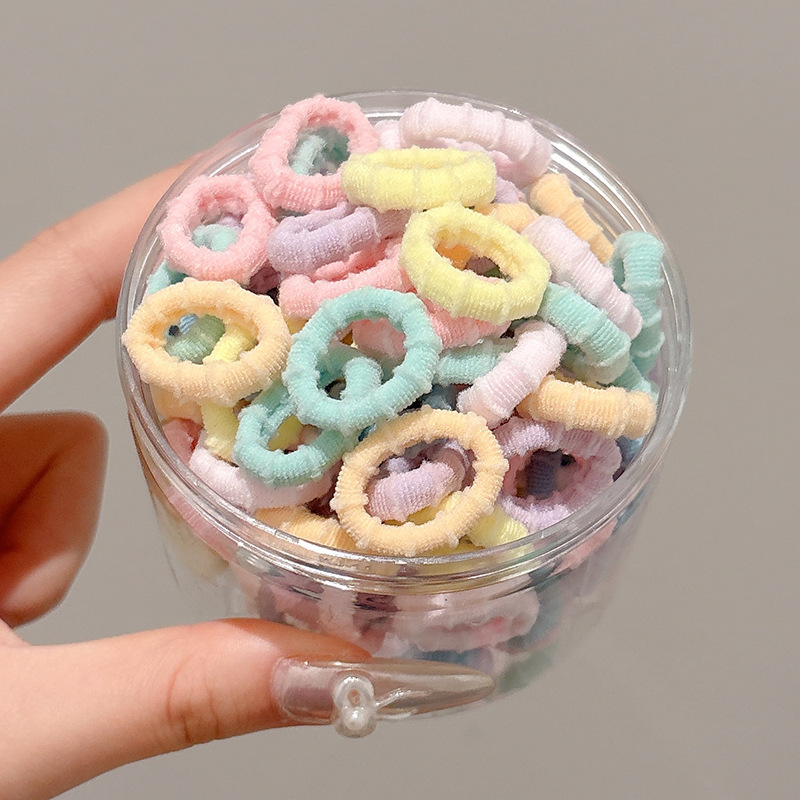 1#머릿결 손상 없이! 대나무 마디 크림색 머리끈 100개입 (약 2.1cm)