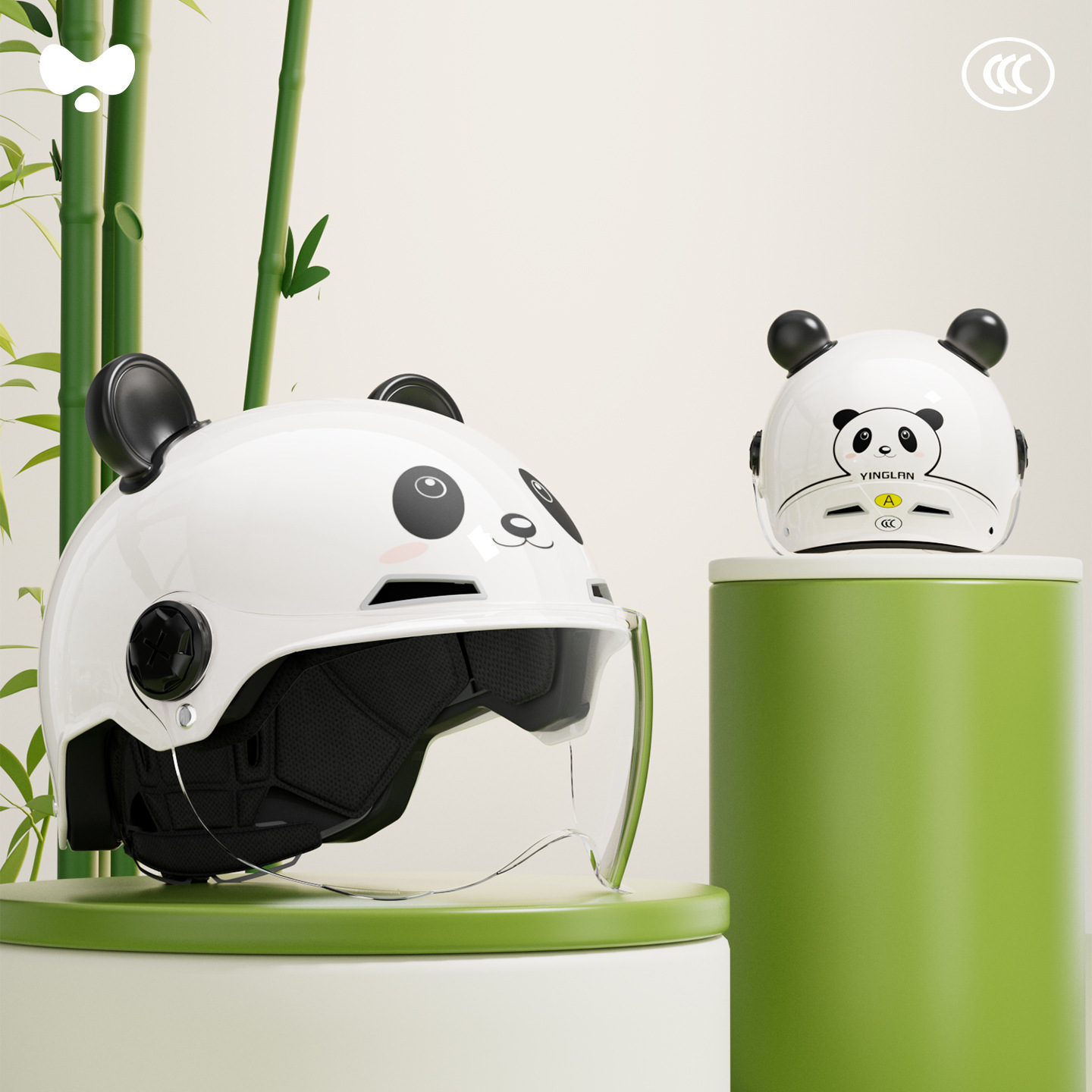 3C Certified, Universal Motosiklet kaskı (dəbilqə) - 3c-panda-white-hd-short-lens-class-a-new-national-standard