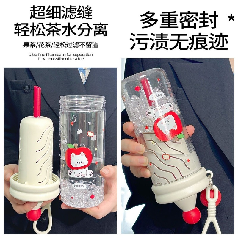 トリタンウォーターカップ高温耐性プラスチックカップ夏大容量ストローカップ女子学生かわいいポータブル落下防止カップ|undefined