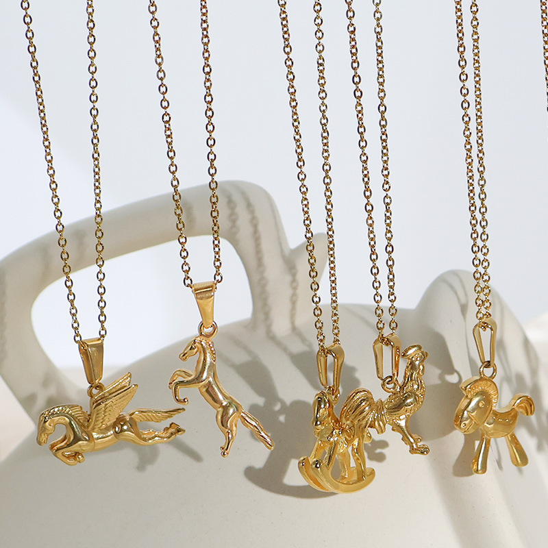 5g Weight Pendant Jewelry Making Type Real Gold Plated Plating Material DIY Jewelry Accessories Classification 1 Piece Quantity 304 Stainless Steel Material Horse Pattern Elegant, Simple Style, Streetwear Style Waterproof Non Tarnish, Plating Craft 1 Piece 304 Stainless Steel Real Gold Plated Horse Pendant DIY Jewelry Accessories 1