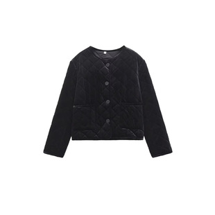 Cross-border AliExpress European and American style explosions 2024 new women's ZR in stock rhombus cotton-padded jacket coat