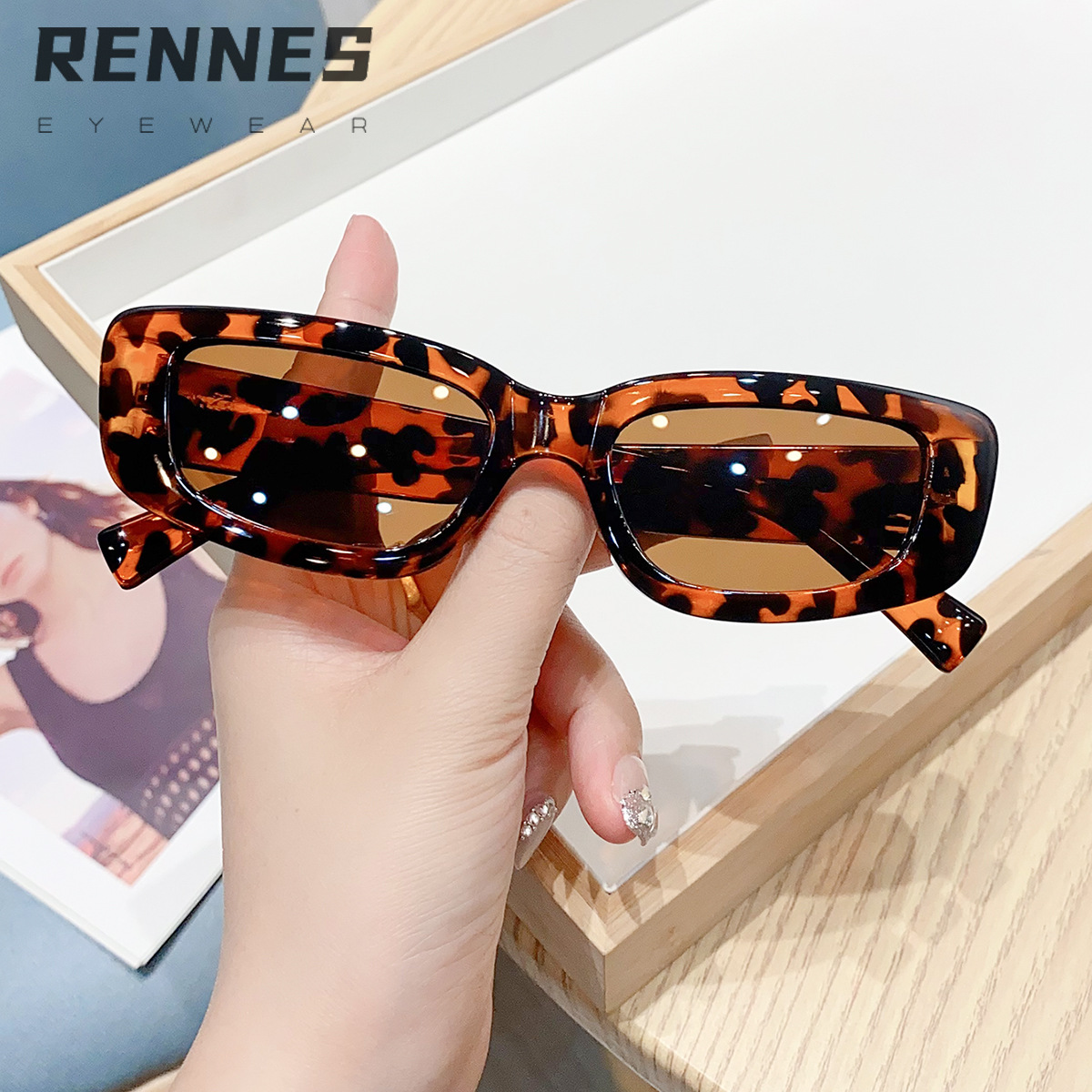 Nuevas gafas de sol rectangulares de montura pequeña retro al por mayor transfronterizas