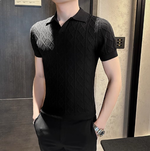 Camisas polo cuello V cuello gaviota camiseta de manga corta texturas de hombre con solapa vieja camiseta de viento de verano fábrica transfronteriza al por mayor