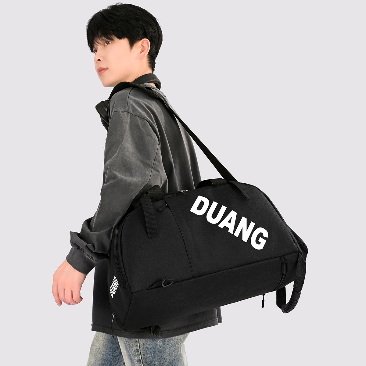 New trendy brand short-trip travel bag, large-capacity backpack, multi-functional hand luggage bag, crossbody sports and fitness bag