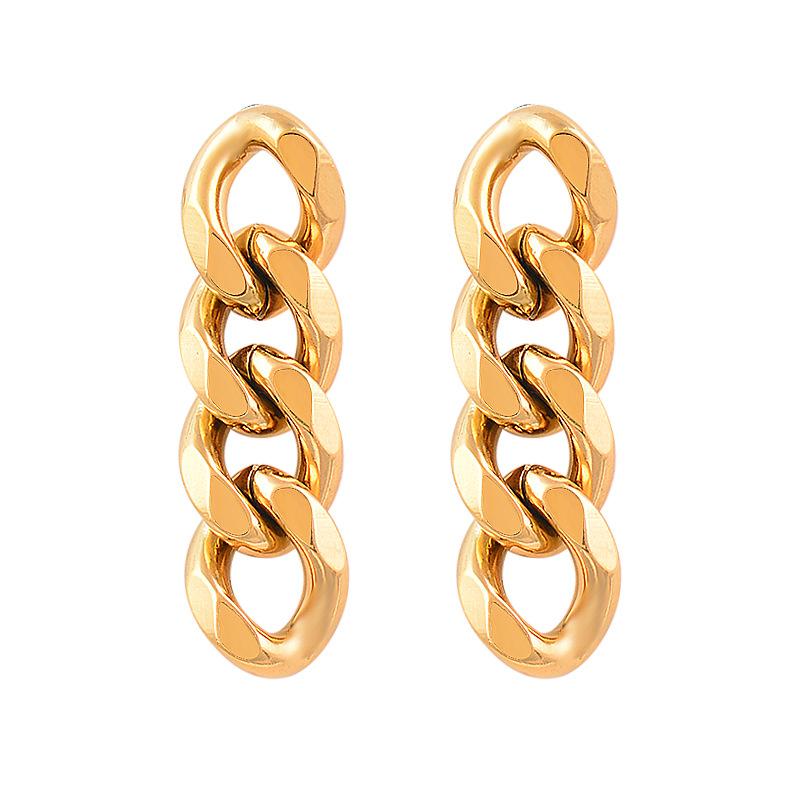 Fashion Geometric Titanium Steel Gold Plated Earrings 1 Pair