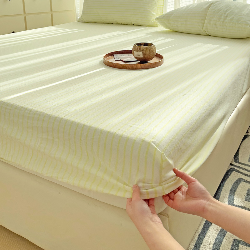 Ins少女心クリーム風格子水洗浄綿ベッドカバー全ベッドカバー席夢思マットレス保護カバー