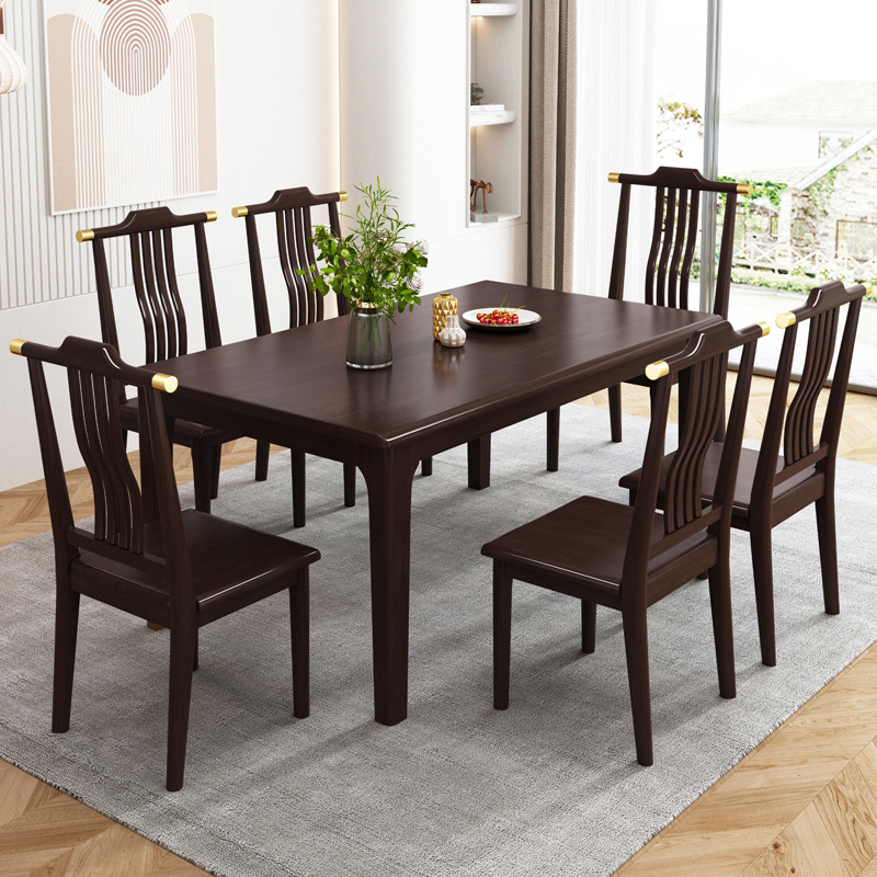 Mesa de comedor de ébano + 6 sillas