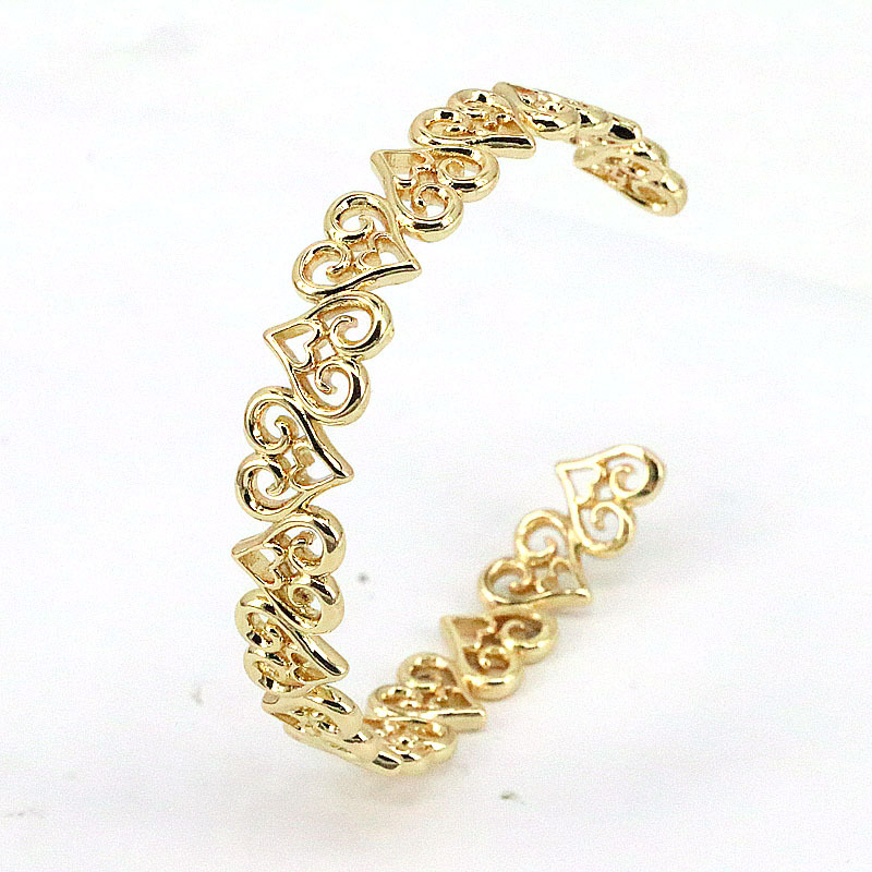 New Style Geometric Hollow Heart Copper Gold Plated Inlaid Zirconium Bracelet display picture 6