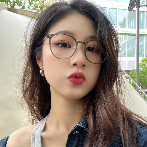Ultra-Light Tea Color Prescription Glasses for Women - Natural Look, Ideal for Large Faces, Slimming Effect, Suitable for Astigmatism, Round Frame