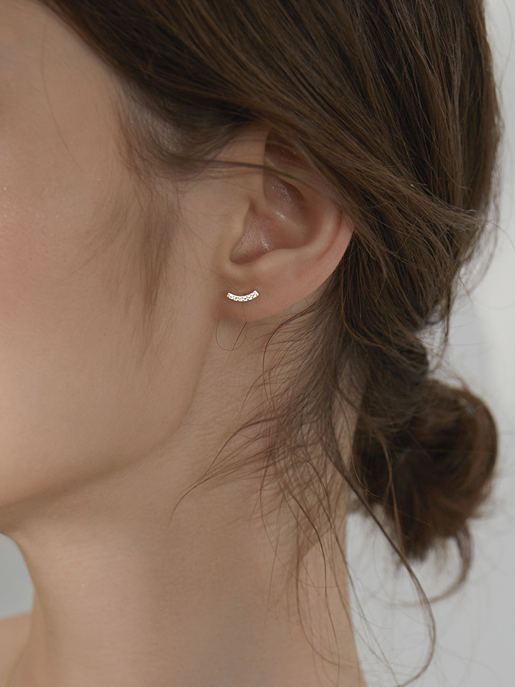 Sunburst Diamond Smile Earrings For Women Elegant Unique Studs_voghion.com