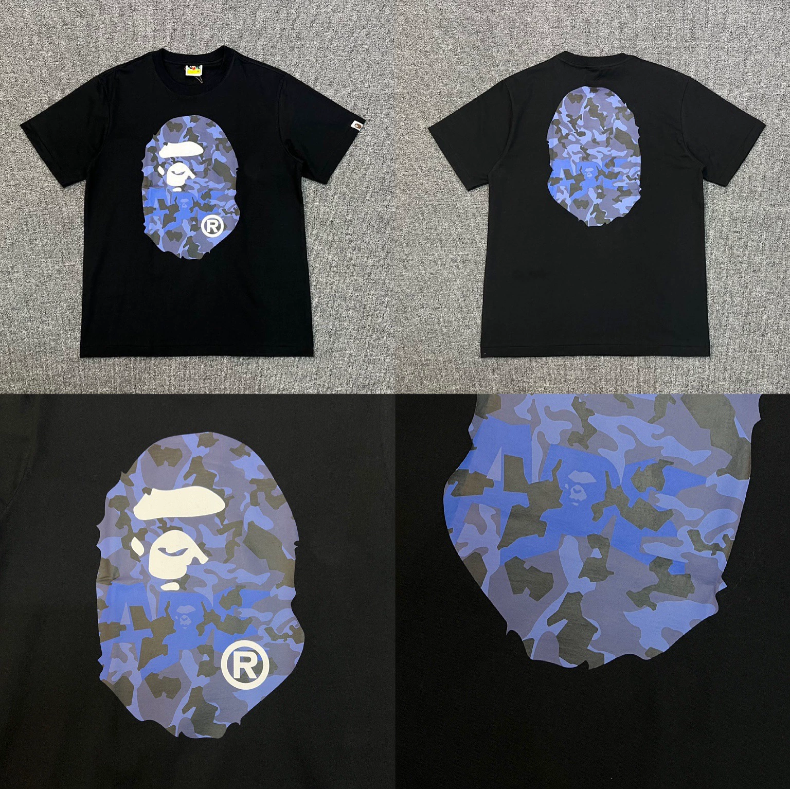 Стильный брендовый топ BAPE с половинными рукавами TEE для мужчин и женщин, камуфляж голова обезьяны, высокого уровня, свободный крой, короткий рукав