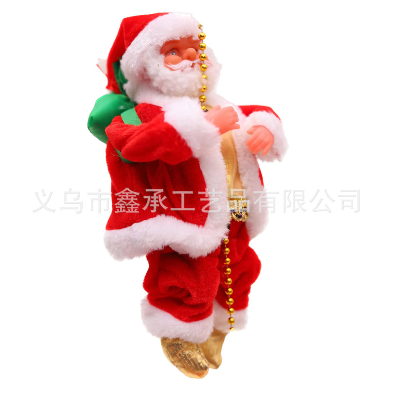 ビーズ登り電動音楽サンタクロースはしご鹿引き車創意クリスマスプレゼントクリスマス装飾置物|undefined