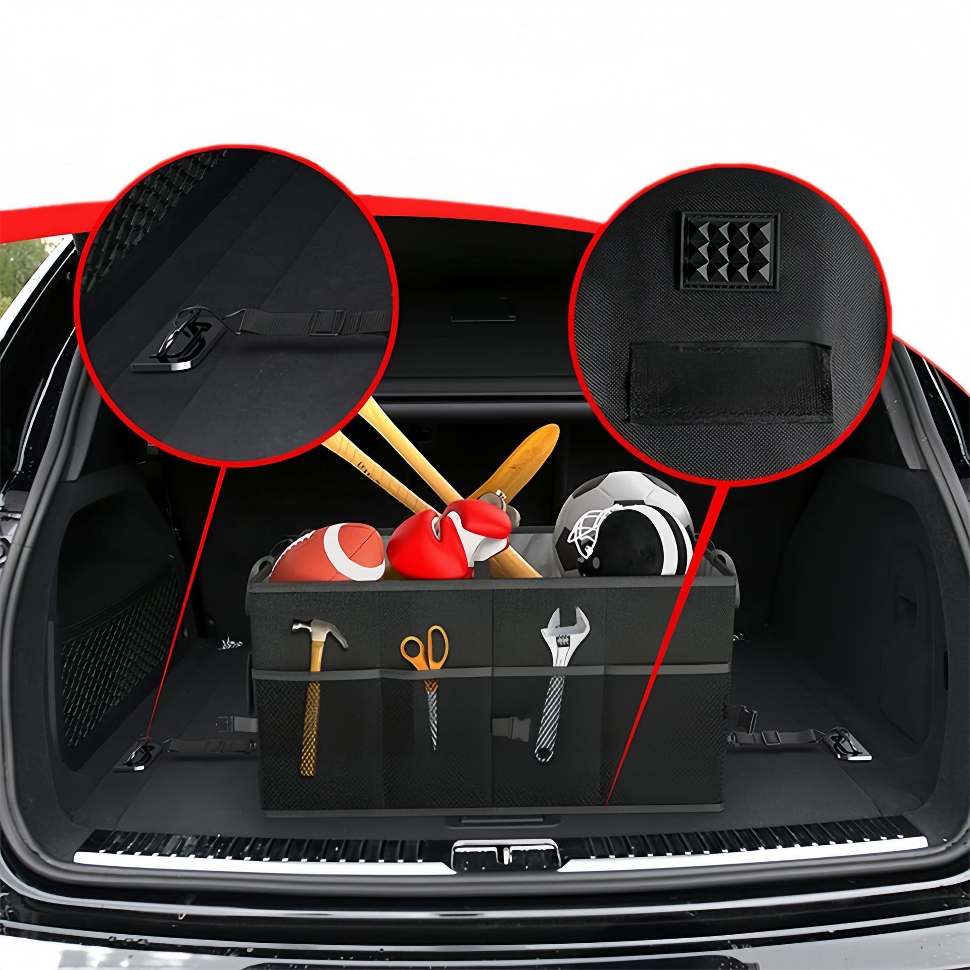 Cross-Border Car Trunk Storage Box with Lid, Large Capacity Car Rear Folding Storage Box