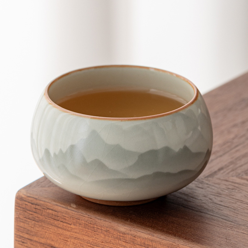 汝窑主人杯单杯开片可养陶瓷茶杯大号个人专用喝茶禅定品茗杯