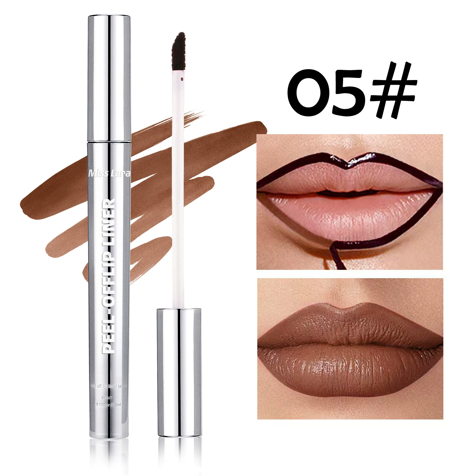 Съёмный матовый блеск для губ (Miss Lara) Tear Lip Line — карандаш-кисть и прозрачная праймер, 3,5 мл