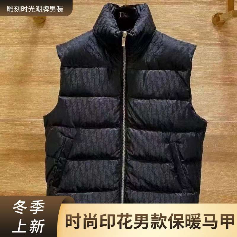 Autumn and Winter New Down Vest Men's Jacket Old Flower Collar Fashionable Trendy Warm Outer Wearing Vest Printed Vest Autumn and Winter New Down Vest Men's Jacket Old Flower Collar Fashionable Trendy Warm Outer Wearing Vest Printed Vest