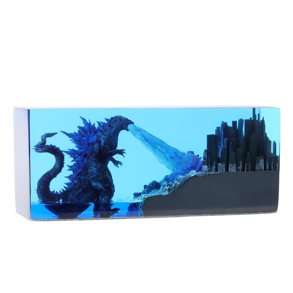  Creative Godzilla City War Night Light Ornaments Epoxy Craft Christmas Children Gifts Tide