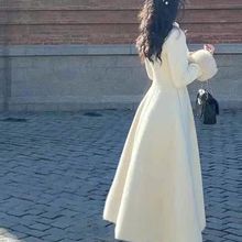 千金白色法式时尚气质中长款呢子大衣新款百搭赫本风毛呢外套