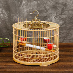 Blue-throated red-beaded cage embroidered eye pearl pheasant locket bird cage with accessories round bamboo bird cage bamboo cage