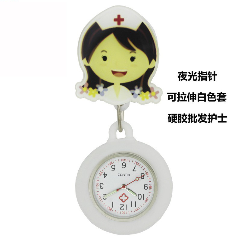 Reloj de enfermera de estiramiento multifuncional luminoso fuerte reloj colgante reloj electrónico digital retráctil de dibujos animados lindo clip cronómetro reloj de bolsillo