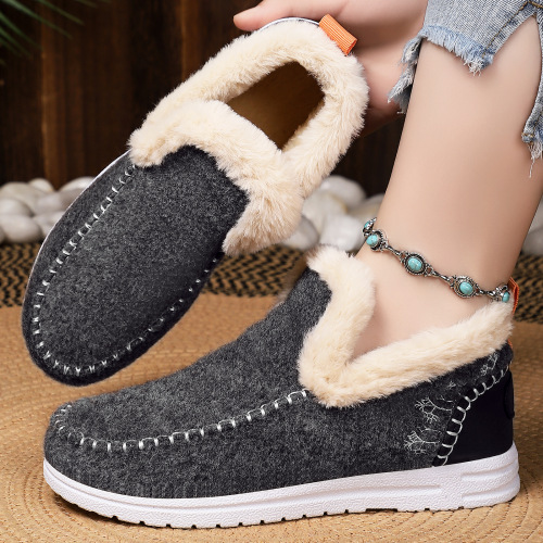 Shoes cotton shoes winter new cross-border women's shoes fleece-lined thickened snow boots slip-on ankle boots fashionable warm cotton boots