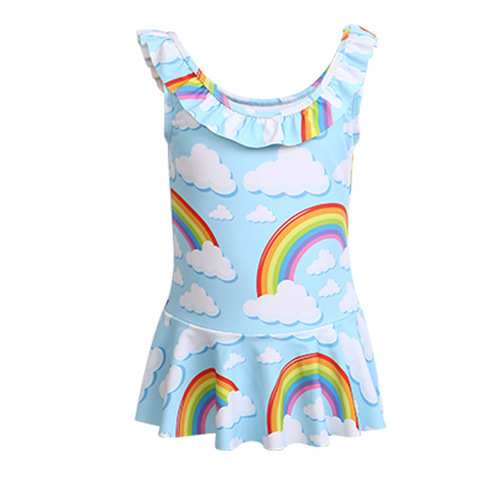 Children's one-piece swimsuit cute cartoon one-piece swimsuit summer big kid girls and boys swimsuit sets stylish sleeveless swimwear set