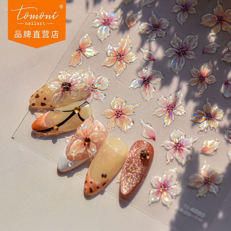 Tomoni Jelly Nail Art Stickers Ins Explosions Japanese Stationery Nail Stickers Powder Carving Lily Nail Art Jewelry Stickers