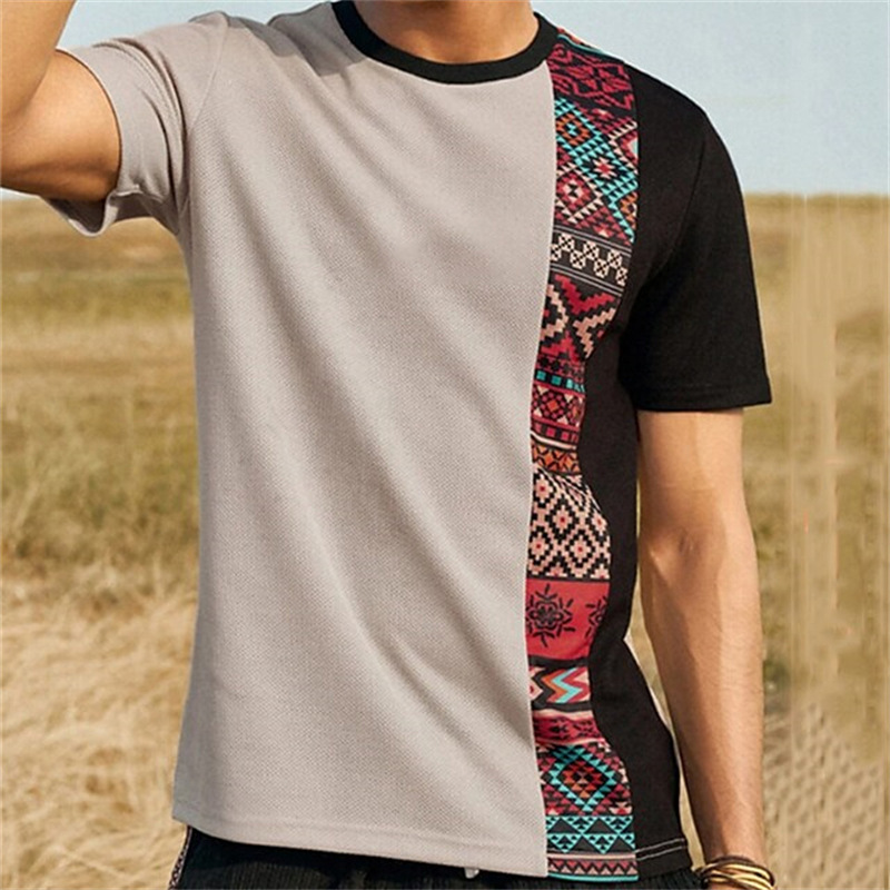 New Unisex Retro Striped 3D Printed T-Shirt Spring and Summer Short-Sleeved Top