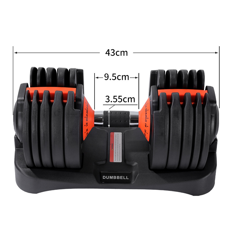 Tek Elde Ayarlanabilir Dumbbell Seti 24kg 52.5LB Orta İç Dönüş Dumbbelleri 15 Seviye Uluslararası