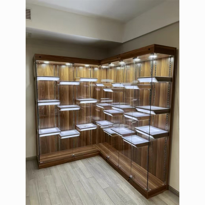 手办展示柜带灯玩具玻璃展柜乐高收纳柜样品展示架高达模型展示柜