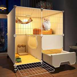 猫笼子猫窝冬季保暖带厕所一体家用室内二层别墅超大自由空间猫柜