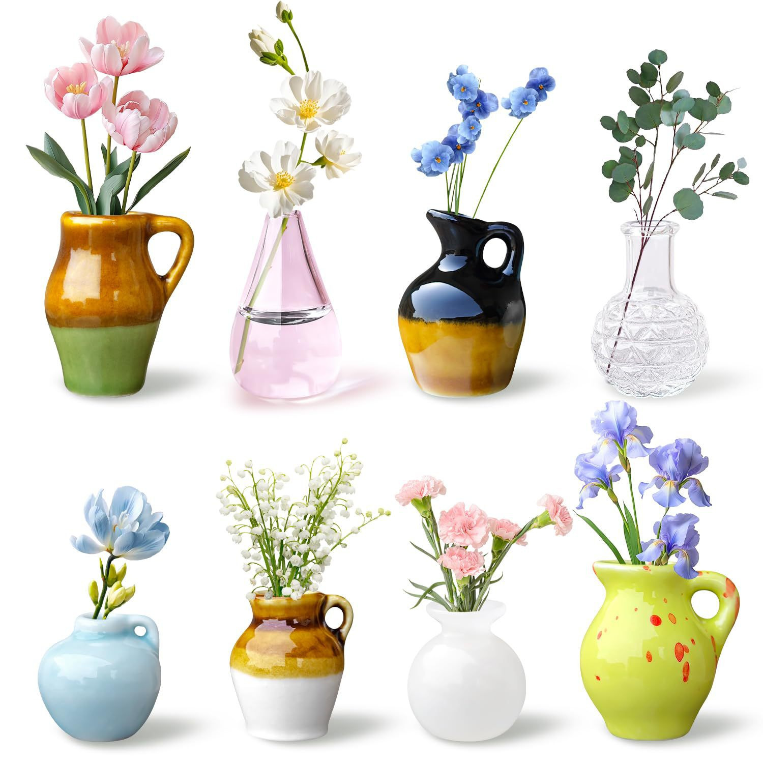 Ins mini-magnetic pequeño frasco de flores pegatinas de refrigerador DIY decoración artística botella de vidrio delicada gato debe recoger botella
