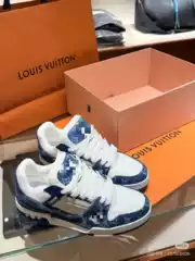 Genuine High-End LV-Inspired Luxury Low-Top Denim Skate Shoes for Men and Women, Couples Style, Comfortable Casual Lifted Sneakers