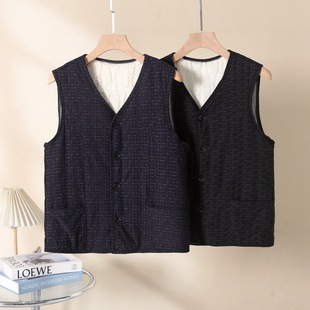 Autumn and winter middle-aged men's vest cotton-padded jacket waistcoat leisure new sleeveless art coat thickened vest