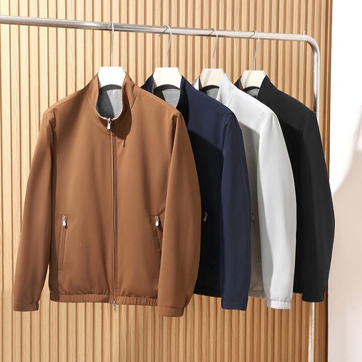 [Reversible] Spring Italian-Style Old Money Style Men's Classic Stretchy Merino Wool and Lyocell Blend Simple Jacket