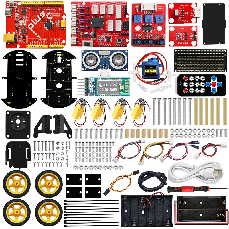 Smart 4WD Robot (Arduino) Bluetooth Remote Control, UNO-compatible, Obstacle & Line Functions
