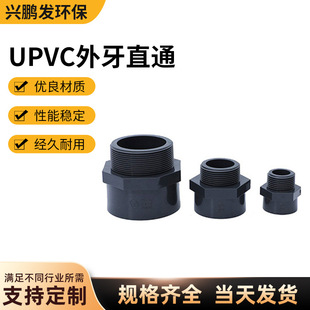 Sanyou Upvc External Tooth Straight through Thickeneded Industrial Dark Gray Chemical Pvc Pipe Fittings Outer Wire Pass-Through through