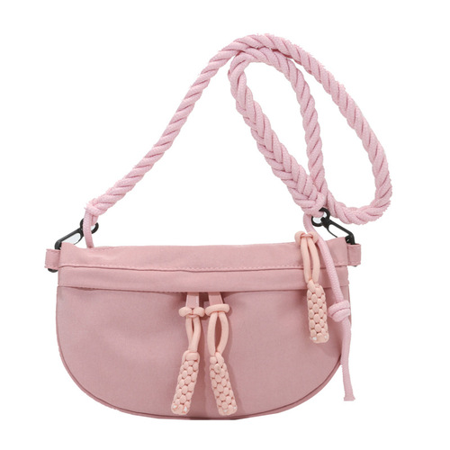 Canvas bag women's new Japanese shoulder bag fashionable mobile phone crossbody bag Korean version solid color shopping bag
