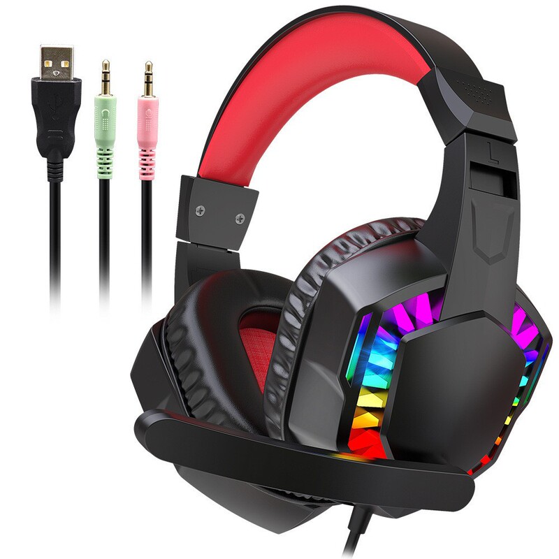 Cross-border Supply Chicken Game Headset A68 Headset Internet Cafe Headset Desktop Notebook Luminous Colorful Light Headset