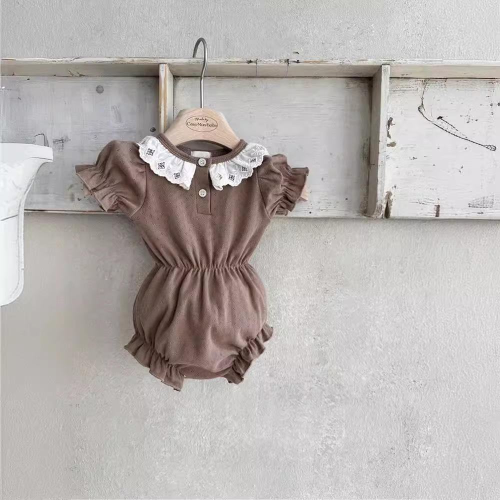 Niñas de encaje collar camiseta delgada ropa de verano ropa infantil coreana ropa de verano bebé ropa de verano image 4
