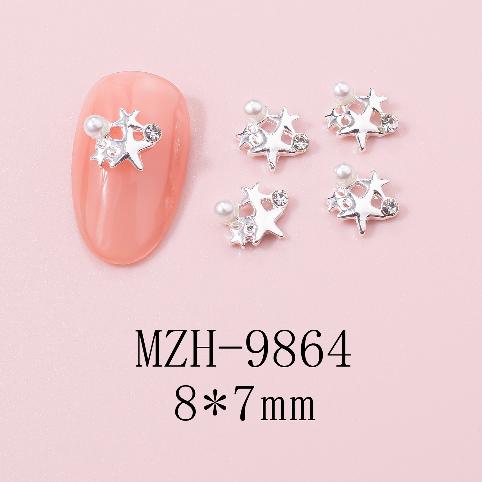 5g Weight Nail Decoration Accessories Nail Supplies 10 PCS/Package Quantity Alloy Material Star Pattern Cute Style Cute Star Alloy Nail Decoration Accessories 10 PCS/Package 14