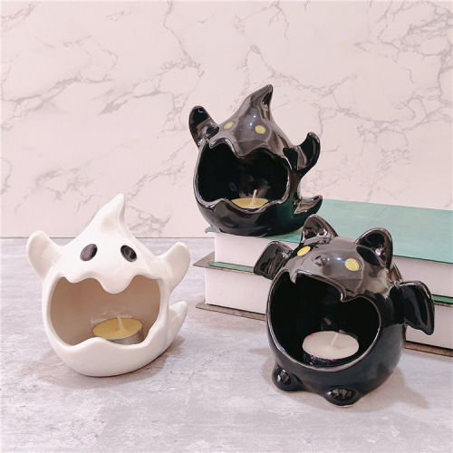 Whimsical Halloween cartoon bat ghost cute ghost candle holder decoration ornament American ceramic living room scented candle